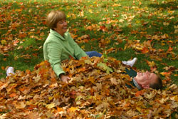 Couple in leaves