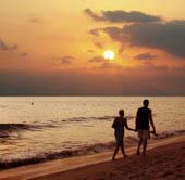 Couple walking on beach